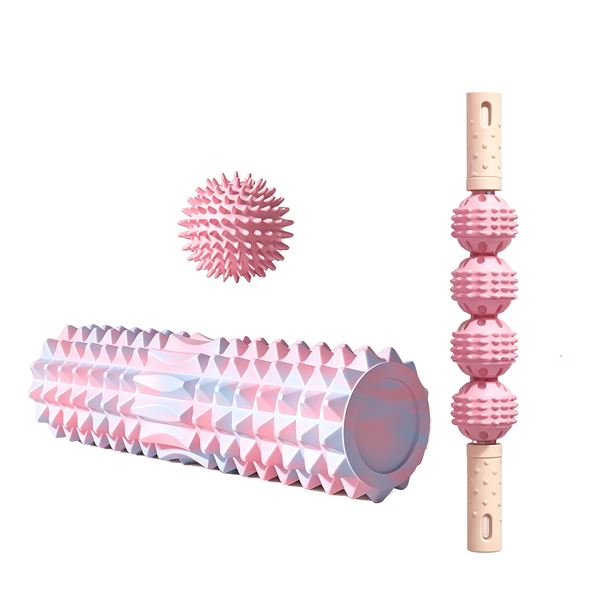 3 in1 Foam Roller Massage Set Deep Tissue Trigger Point Therapy Kit