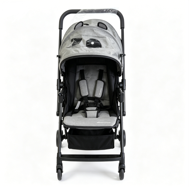 Foldable Lightweight Baby Stroller, Panda Design, Grey/Black, 1 Unit