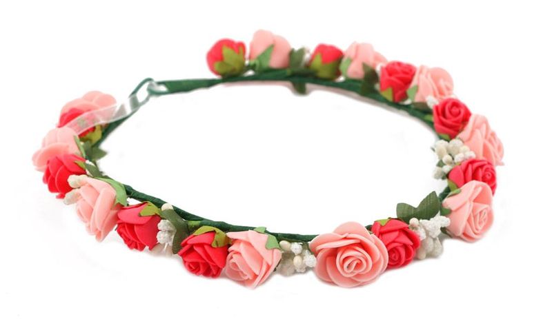 Handmade Floral Crown With Small Roses - Pink, Dark Pink (6 years - Adult)