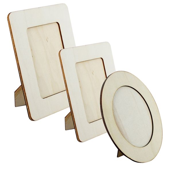 Craft Unfinished Wooden Photo Frame Home Decor - Set of 3 Cool