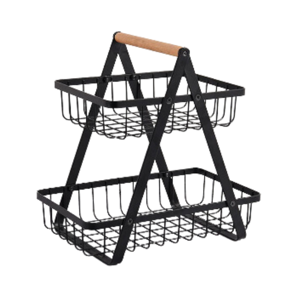 2 Tier Racks - Metal Vegetable Fruit Storage Basket Stand