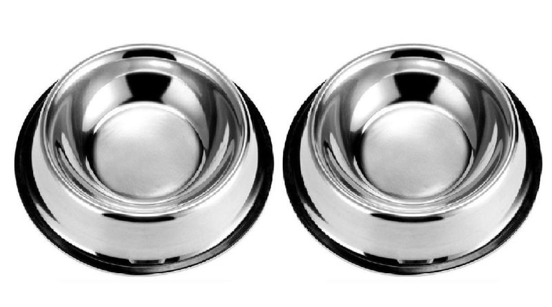 2 Medium Dog Bowls-Stainless Steel