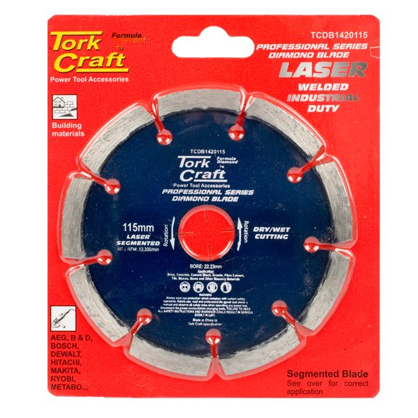 Tork Craft - Diamond Blade 115mm Segmented Laser Industrial - 3 Pack