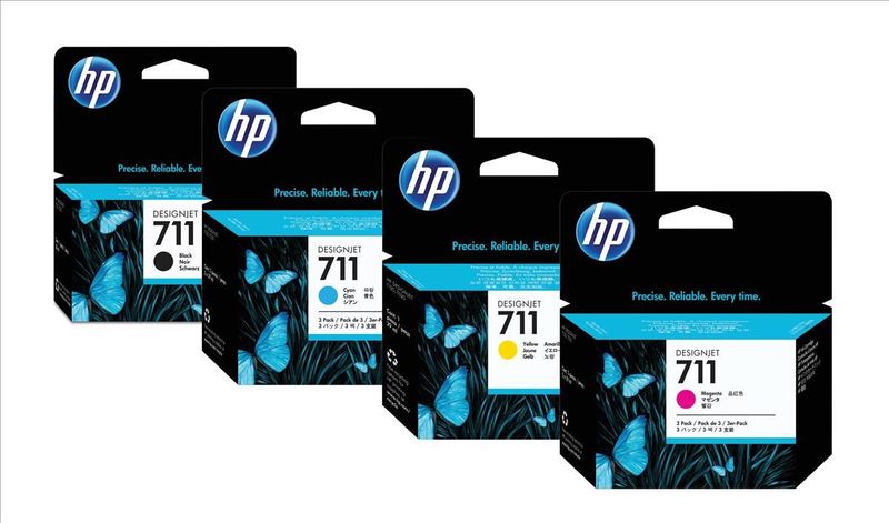 HP 711xl Black, Cyan, Magenta, Yellow, 4 Pack Ink Cartridges