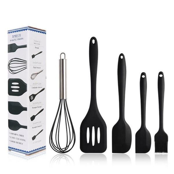 5 Piece Silicone Spatula Heat-Resistant Cooking Utensil Set