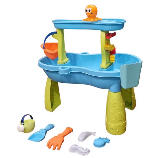 2 Tier Outdoor &amp; Summer Beach Water Sand Activity Table Toy Set for Kids