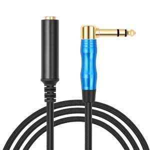 Right Angle 6.35mm TRS Stereo Male to Female Audio Cable,30cm