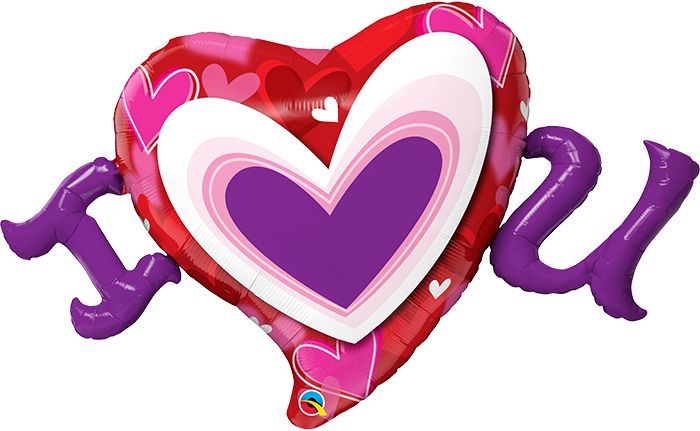 Qualatex 46 Inch Foil I (Heart) U Radiant Hearts