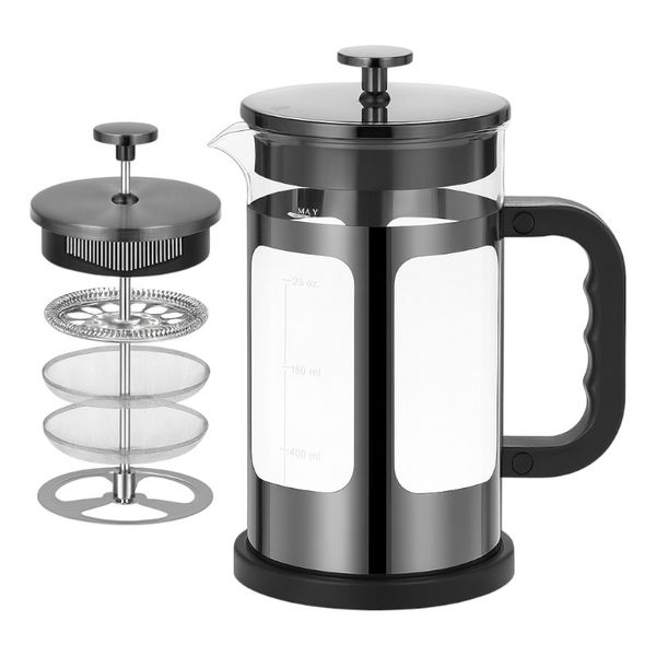 1000ml Double-Layer Filter French Press Coffee Maker - Black