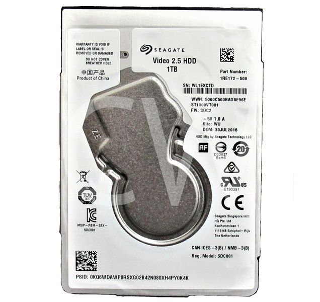 Seagate 1RE172-500 VIDEO 1TB 5400RPM 6Gbps 2.5" SATA HDD Hard Drive