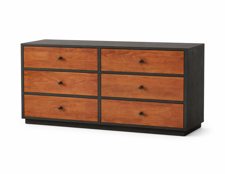 Chest of 6 Drawers - Modern Bedroom Dresser 80 x 40 x 75 cm Brown &amp; Black
