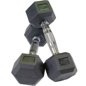 Shen Commercial Rubber Hexagonal Dumbbells 4kg with Chrome Handles