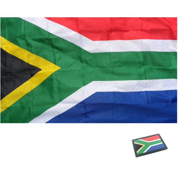 South African Flag 150 x 90cm + Hook &amp; Loop Patch 8 x 5cm Embroidered