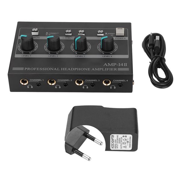 AMP14II 4 Channel Headphone Amplifier 4 Way Stereo Headphone Amplifier