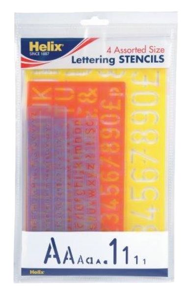 HELIX 5-30MM Lettering 4 Piece Stencil Set