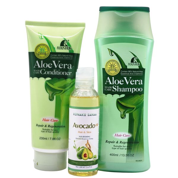 Roushun Aloe Vera Shampoo, Conditioner and Runako Sanaa Avocado Oil