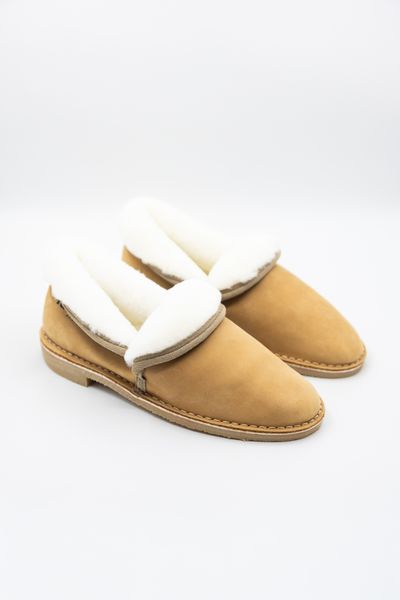 FATFRANK Mens Tan Sheepskin Slipper