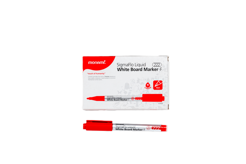 MONAMI SigmaFlo Water Based Marker 222 Bullet Fine Box 12's Red