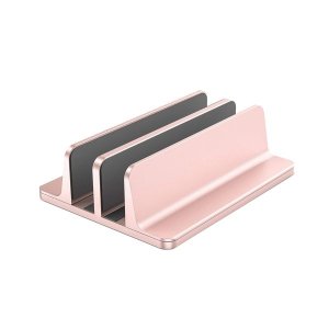 Desktop Double Adjustable Vertical Laptop Stand Holder - Rose Gold