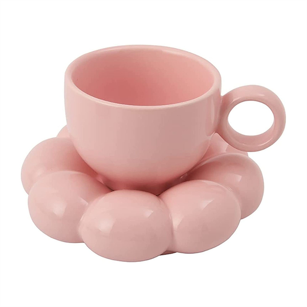 Flower Coffee Cup &amp; Saucer Set Cute Mug &amp; Saucer Set Ceramic Coffee Cup wit