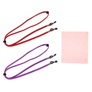 Anti-Slip Adjustable Eyeglass Strap Sunglass Strap and Microfiber Cloth - 2 Piece