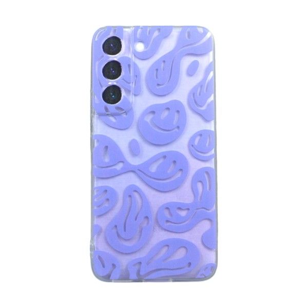 Purple Abstract Smiley Print Phone Case For Samsung S22 - Transparent