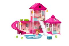 106-Piece Girls DIY Castle Doll Villa Playhouse with Figures -E0604