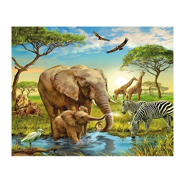 Diamond Painting DIY Kit,Full Drill, 50x40cm-African Savannah