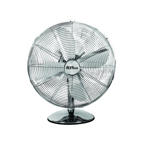 ALVA AIR 30cm Metal Desk Fan | Chrome | 3 Speed, Oscillating, 35W