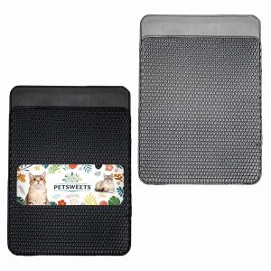 2 Pack Cat Litter Mat Litter Mat 60×45cm - Black &amp; Grey