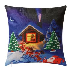 Christmas Pillowcase Santa Square Home Decor Linen Pillow Christmas Cases C
