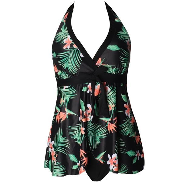 Matching Kids Black Tropical Two-Piece Swimwear