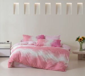 Linen Boutique - Duvet Cover Set Reversible-Rose Quartz Pink/White