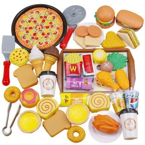 56 Piece Baby Kid Mini Kitchen Cooking Toy Set Play Home Food Toys Pizza Gift