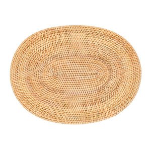 Oval Rattan Placemat,Natural Rattan Hand-Woven,Tea Ceremony 2Piece