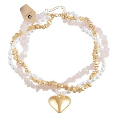 Fashion Heart Beaded Necklace Women Boho Elegant Irregular Crystal Chain