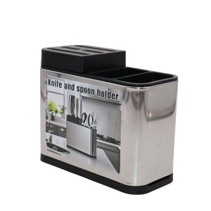Stainless Steel &amp; Plastic Knife and Spoon Holder - 18.2×8.6×15.2CM