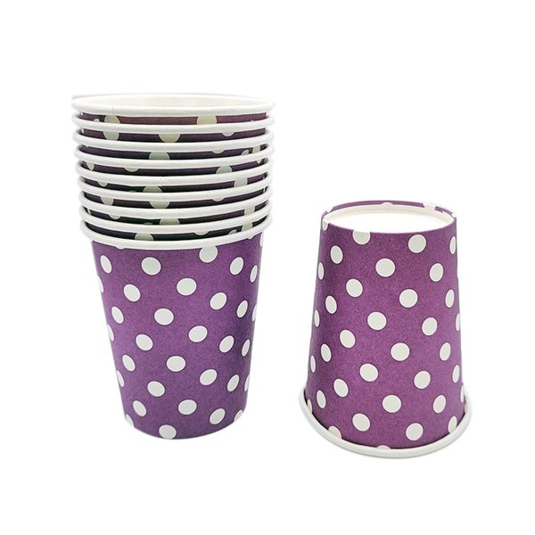 Pack of 10 250 Ml Paper Cups - Summer Bbq Party - Colour Purple