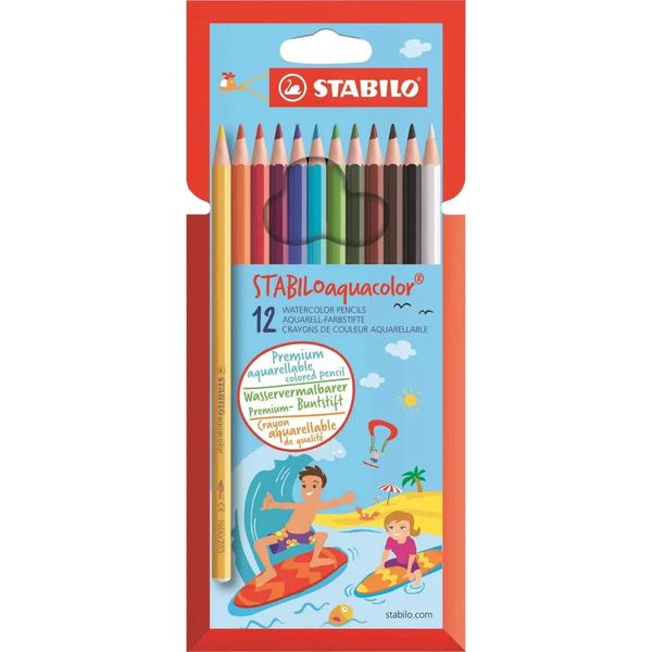Stabilo Schwann Pencil Crayons Aquacolour Water Soluble Set of 12