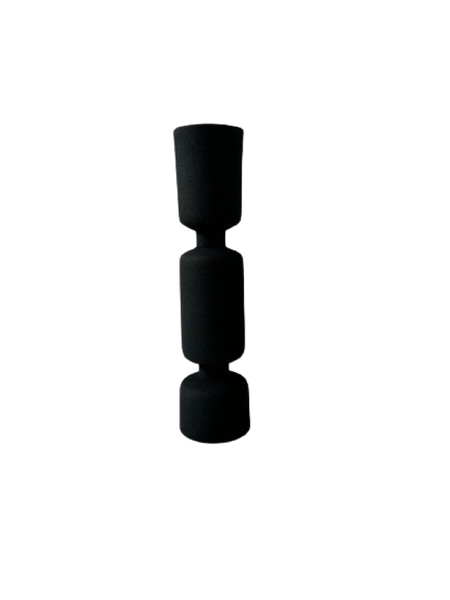 Modernist Black Finish Dinner Candle Holder - 21 cm
