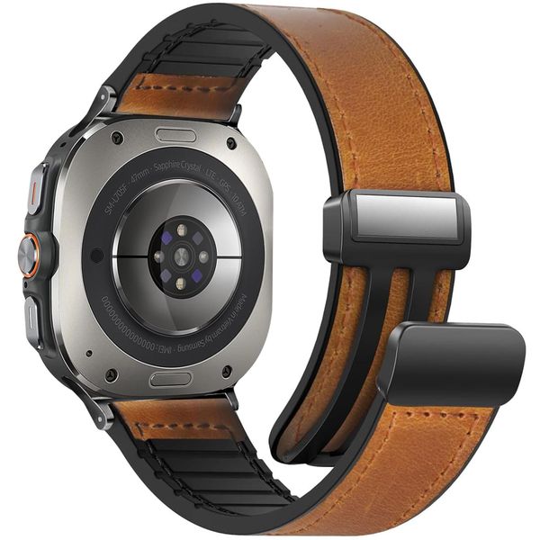 NLLKIN Magnetic Leather Watch Band For Samsung Galaxy Watch Ultra 47mm
