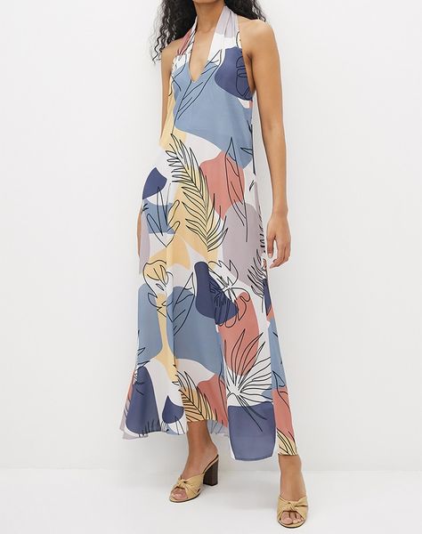 V-neck Halter Maxi Dress