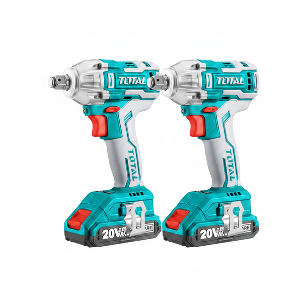 Total 20V Lithium-Ion Impact Wrench 1/2 Inch Drive 300nm with 3 - 2 Pack