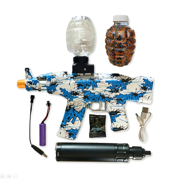 Gel Ball Blaster Toy Gun 50 000 Gel Balls, LED Light USB Rechargeable Blue