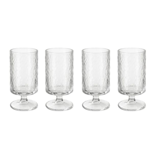 4 Pack - Glass Textured Designed Cordial Goblet- Transparent