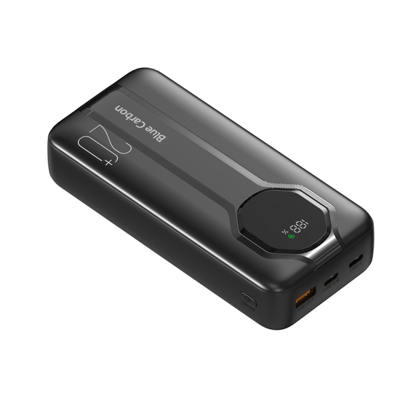 Blue Carbon 20000mAh Power Bank 22.5W Fast Charging w/USB-C&amp;Lighting Cables