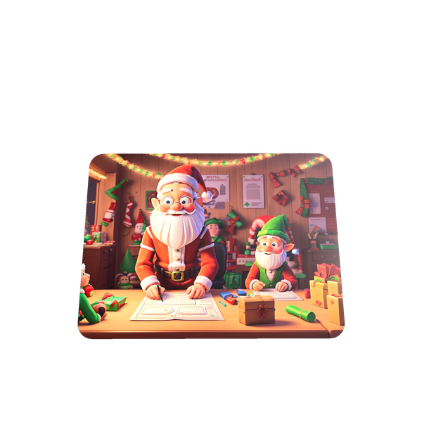 Santa &amp; Elves Christmas Mouse Pad - Festive Office &amp; Gaming Desk Mat