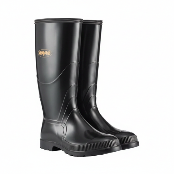 Wayne Gumboots Men's Knee-High Waterproof Black Boots