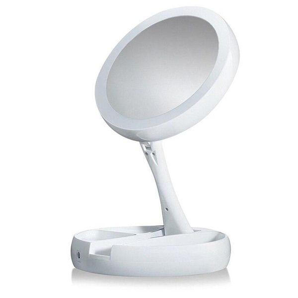 Folding LED Makeup Storage Mirror LED Storage Mirror Adjustable USB Mirror