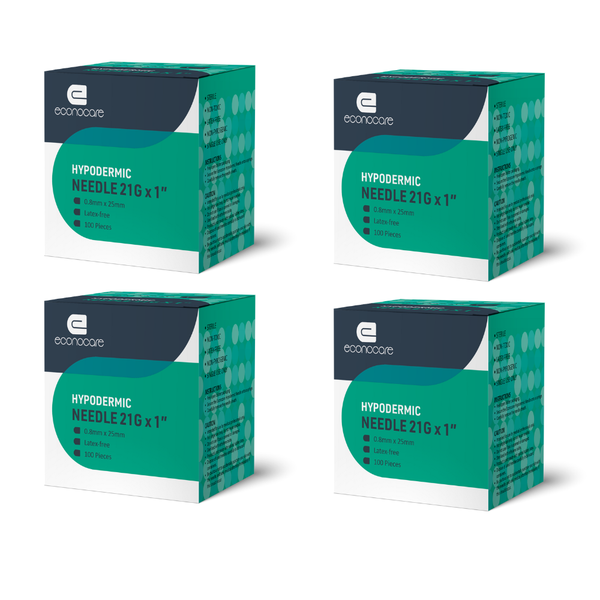 Econocare Needle21G x 1 (0.8mmx25mm) - 4 Boxes (100's)